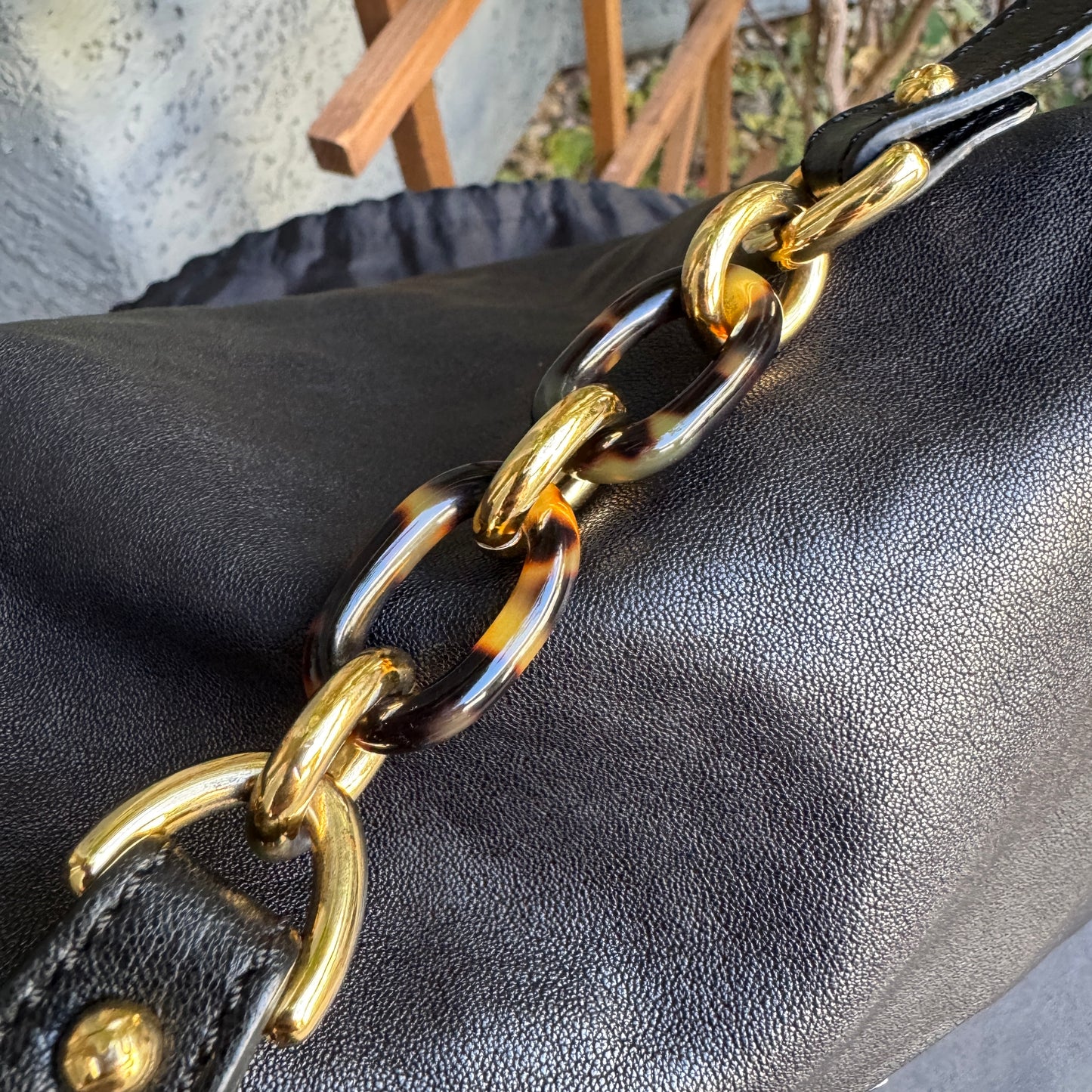 Fendi Lambskin Leather Tortoise Mamma Baguette