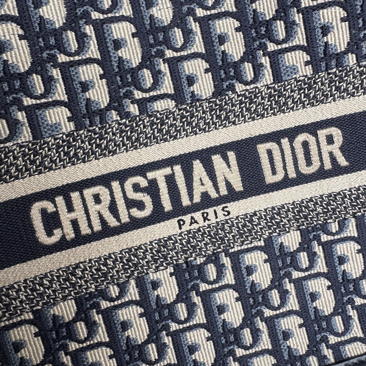 Christian Dior Oblique Embroidery and Calfskin Small Book Tote