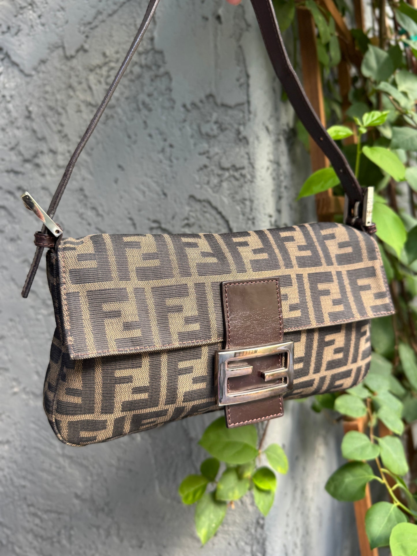 Fendi Vintage Zucca Baguette Shoulder Bag