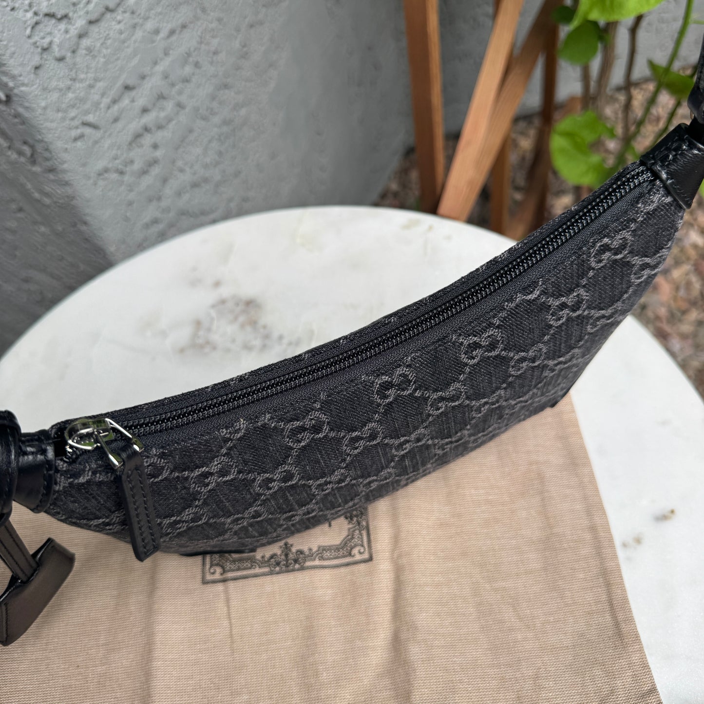 Gucci Horsebit Monogram Denim Slim Shoulder Bag