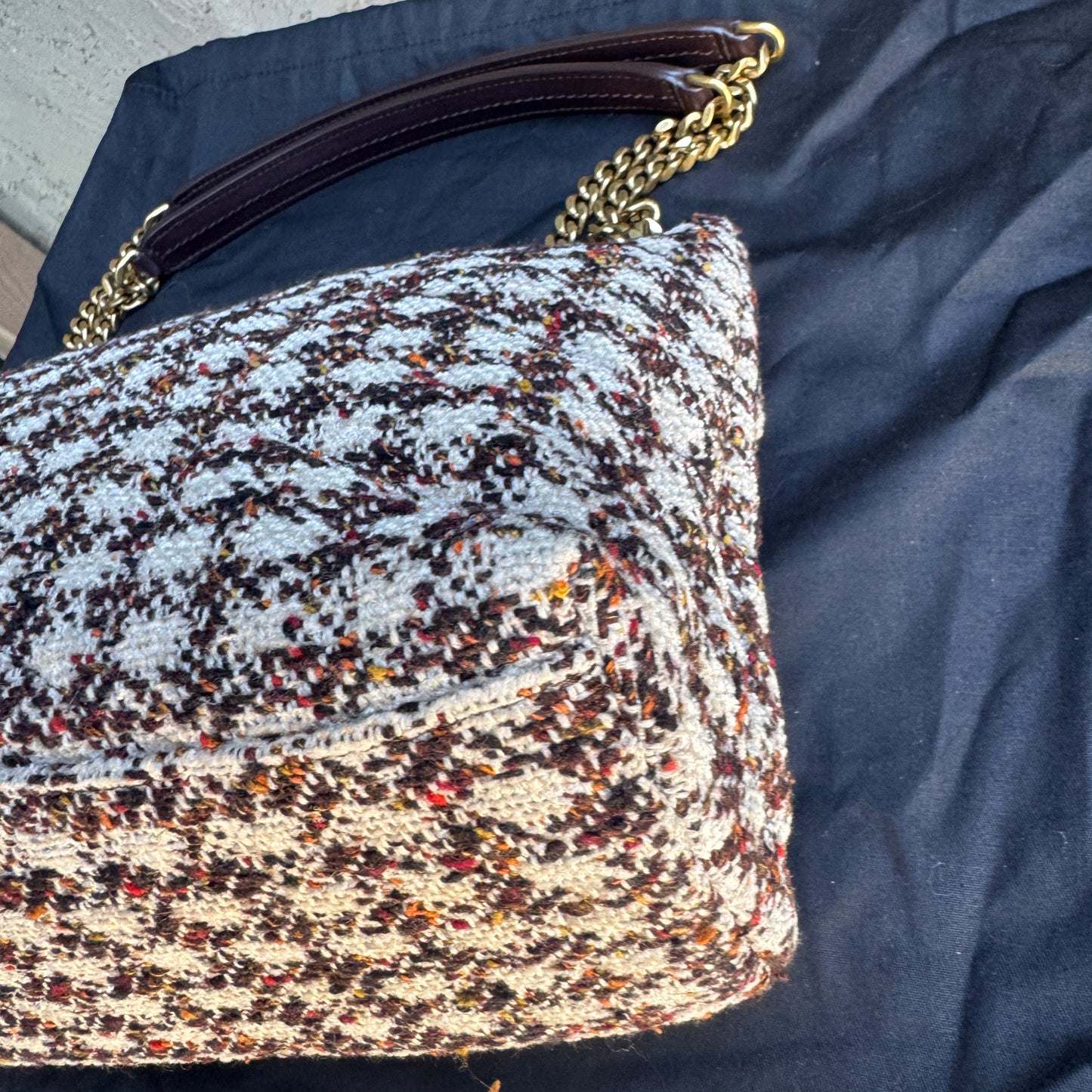 Saint Laurent Tweed Loulou Medium Monogram Puffer Shoulder Bag