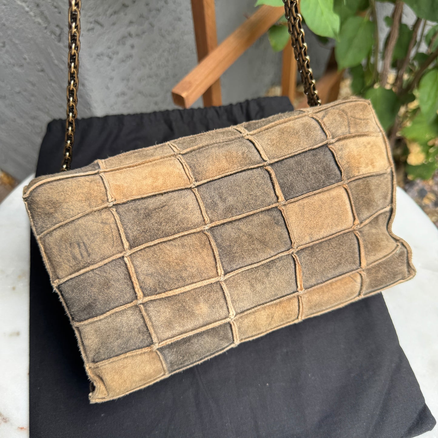 Chanel Suede Patchwork Reissue 225 Single Flap Shoulder Bag