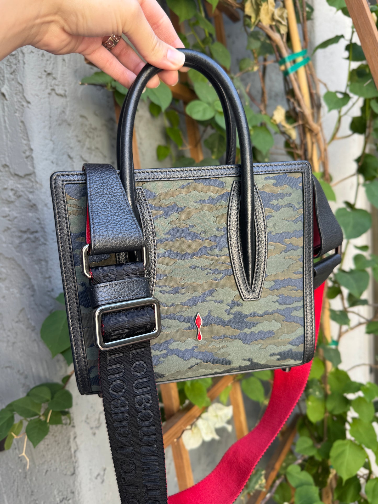 Christian Louboutin Jacquard Calfskin Camoloubi Mini Paloma Crossbody