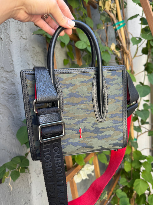 Christian Louboutin Jacquard Calfskin Camoloubi Mini Paloma Crossbody