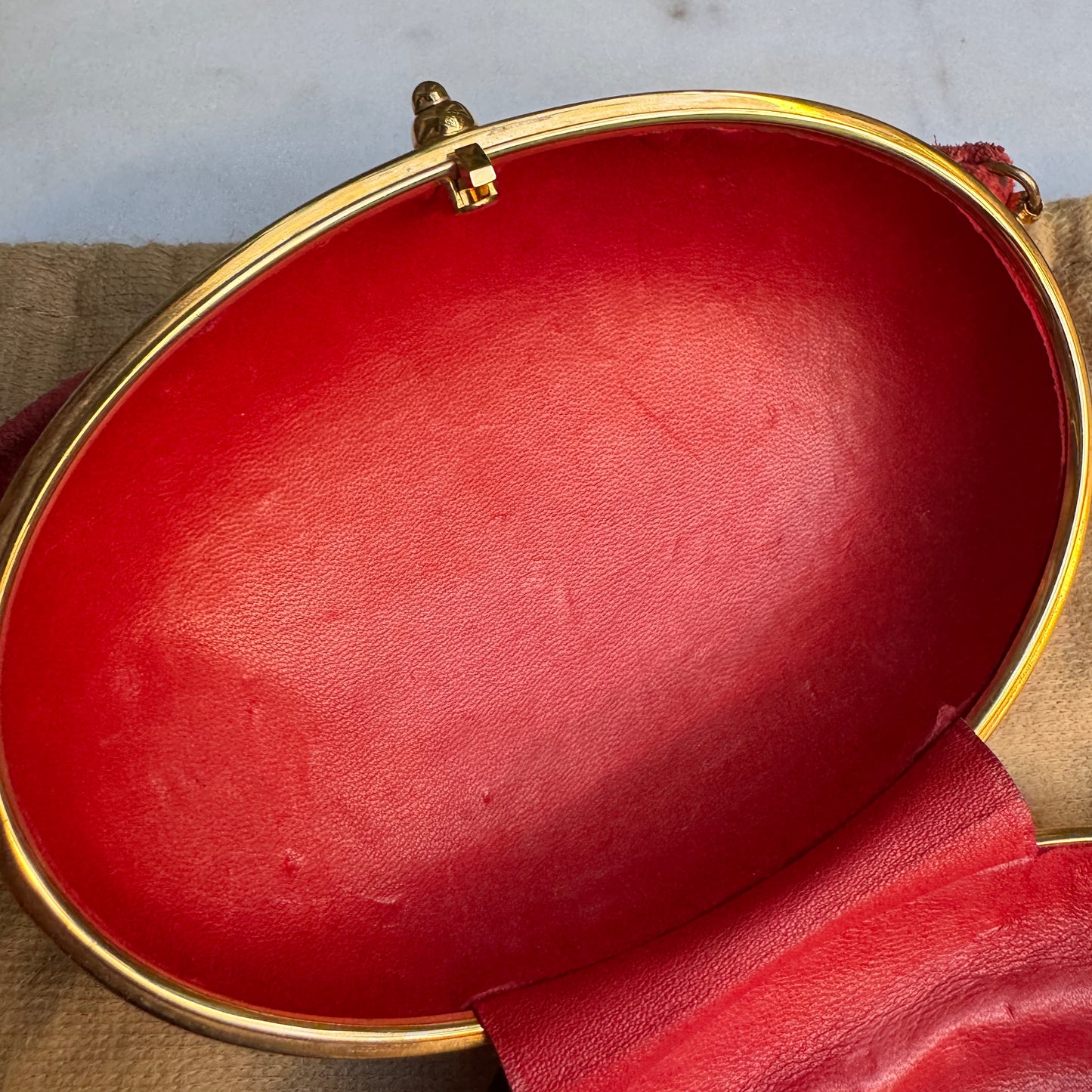 Hermès Oursin Minaudière Pochette Doblis Suede Leather Shoulder Bag