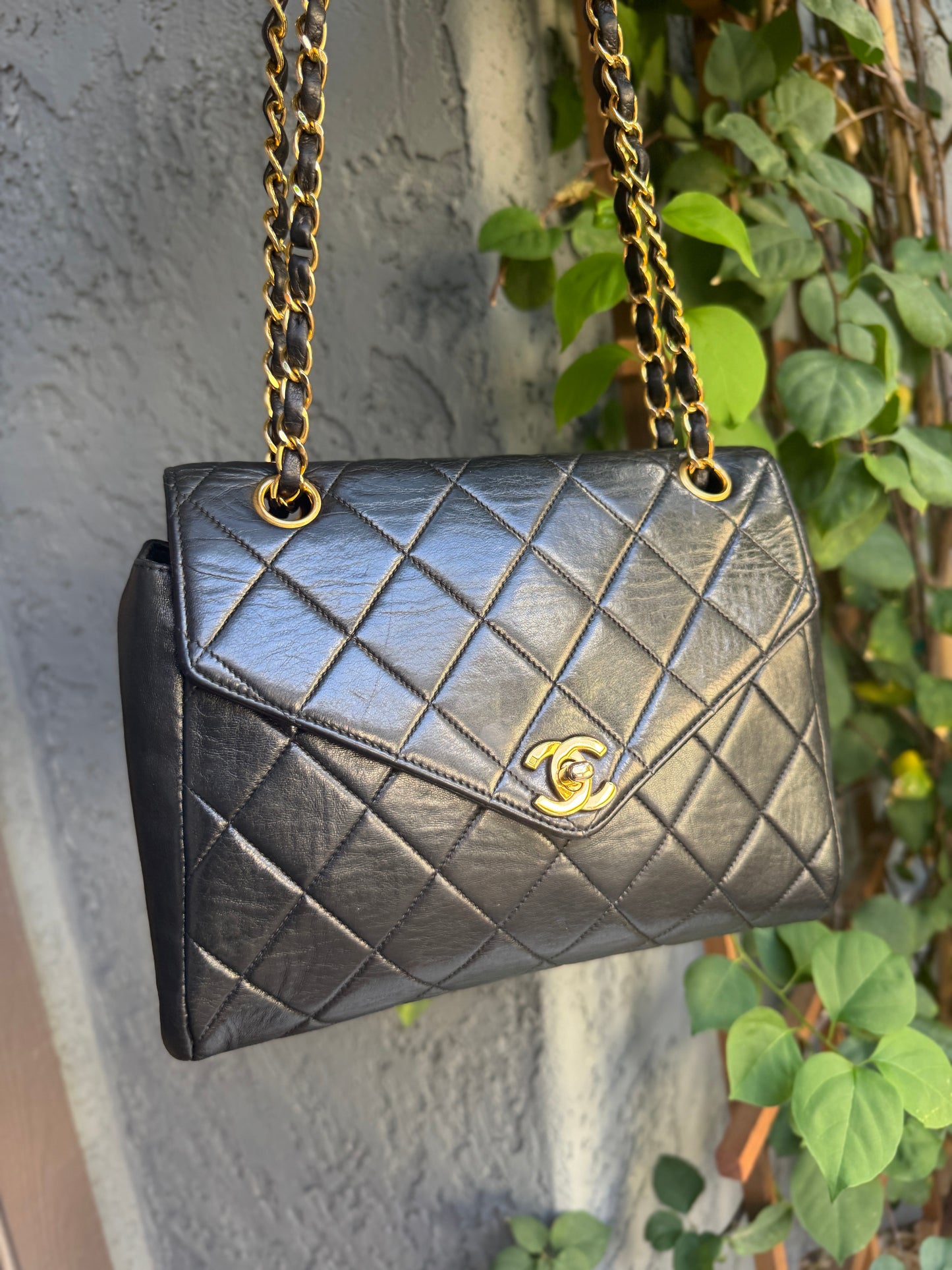 Chanel Vintage Quilted Lambskin Leather Classic Envelope Flap Shoulder Bag