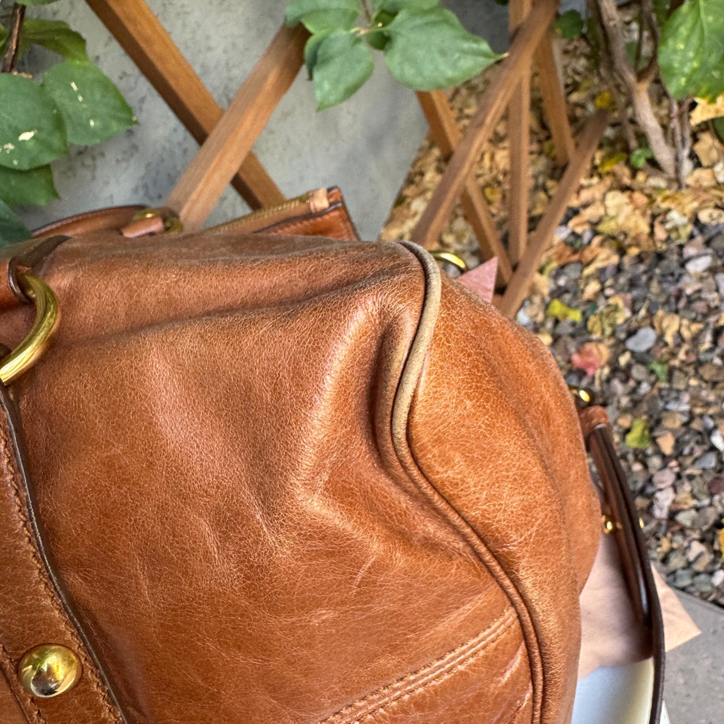 Miu Miu Vitello Lux Bow Leather Satchel