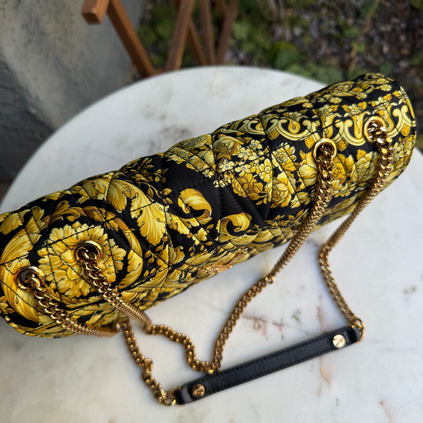 Versace Virtus Barocco Chain Flap Crossbody