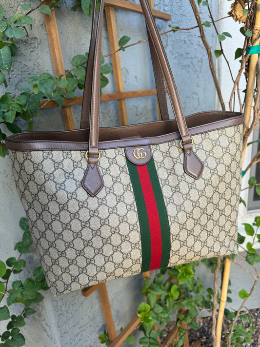 Gucci GG Supreme Monogram Ophidia Web Shopping Tote