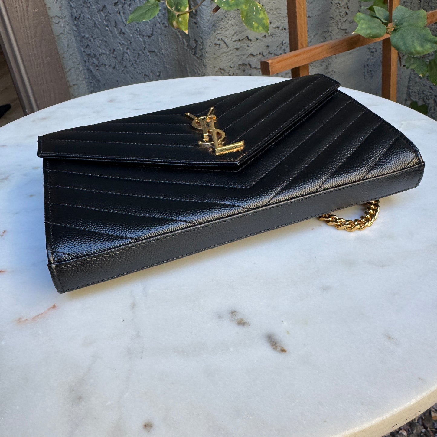 Saint Laurent Cassandre Matelassé Envelope Chain Wallet Crossbody