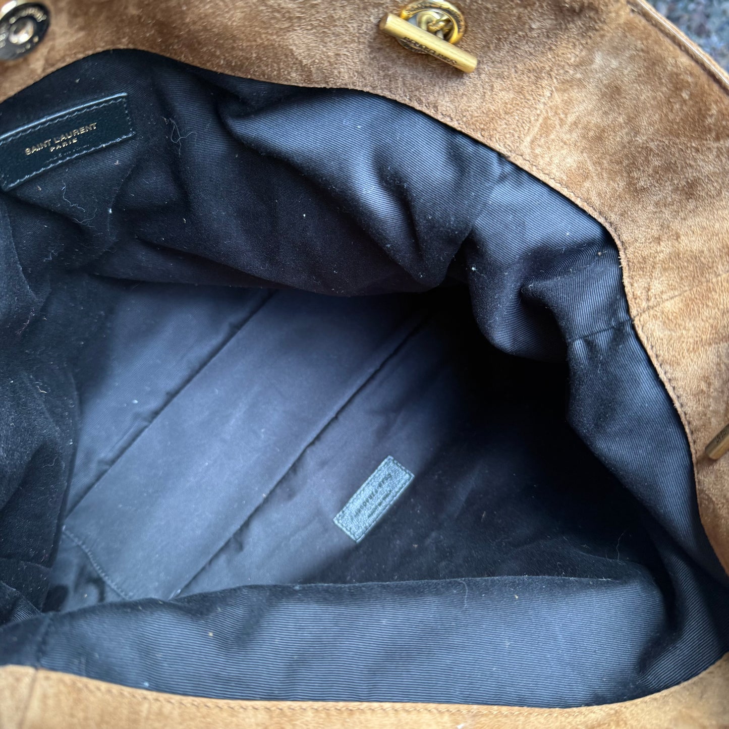 Saint Laurent Suede Leather Medium Jamie Shopping Bag with Pouch