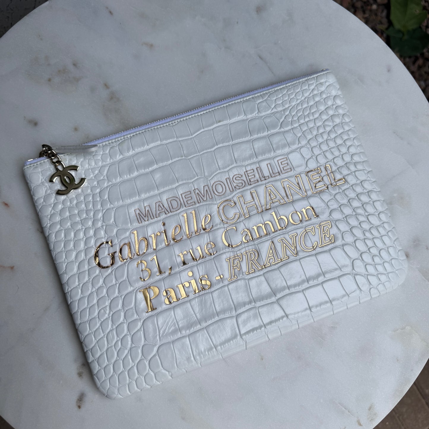 Chanel Croc Embossed Leather O-Case Clutch