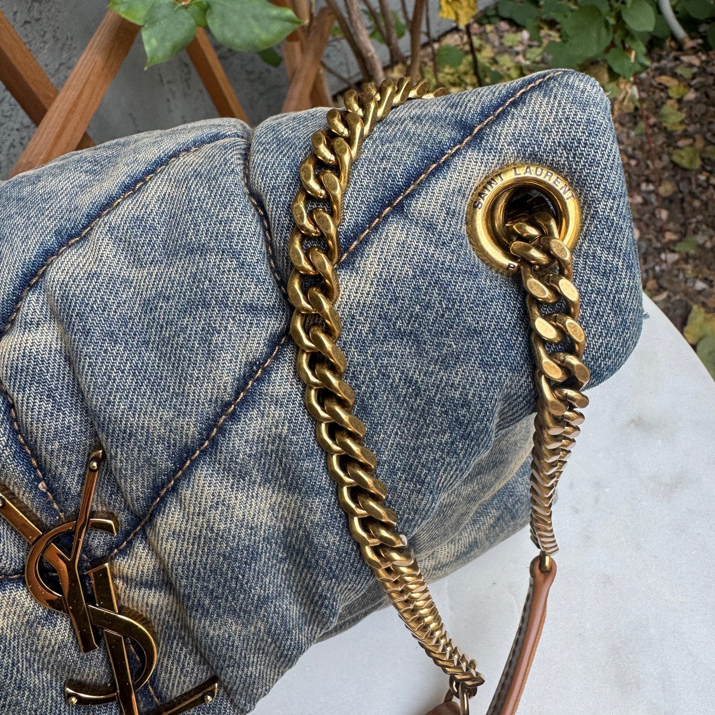 Saint Laurent Denim Toy LouLou Puffer Crossbody