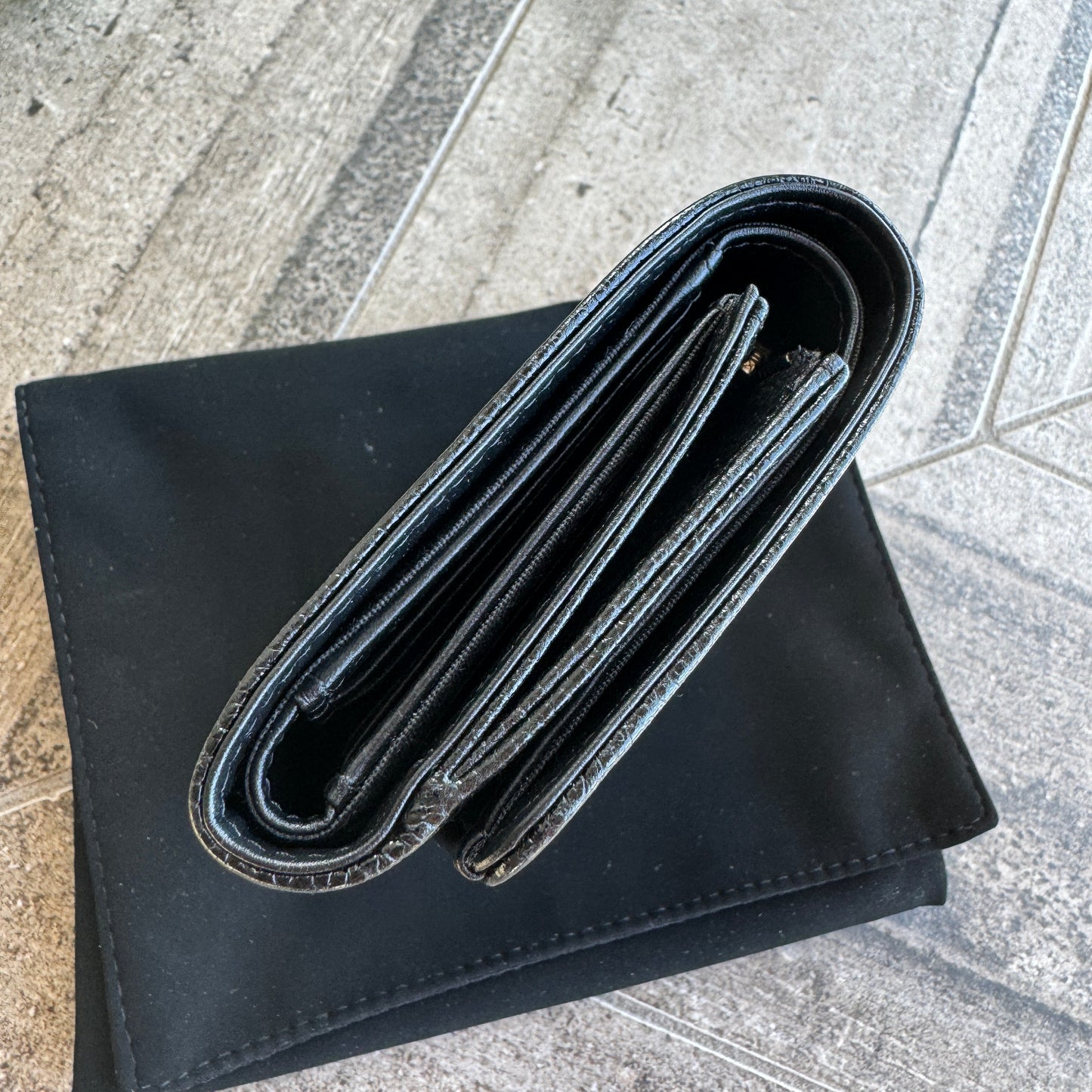 Chanel Camellia Caviar Leather Compact Wallet