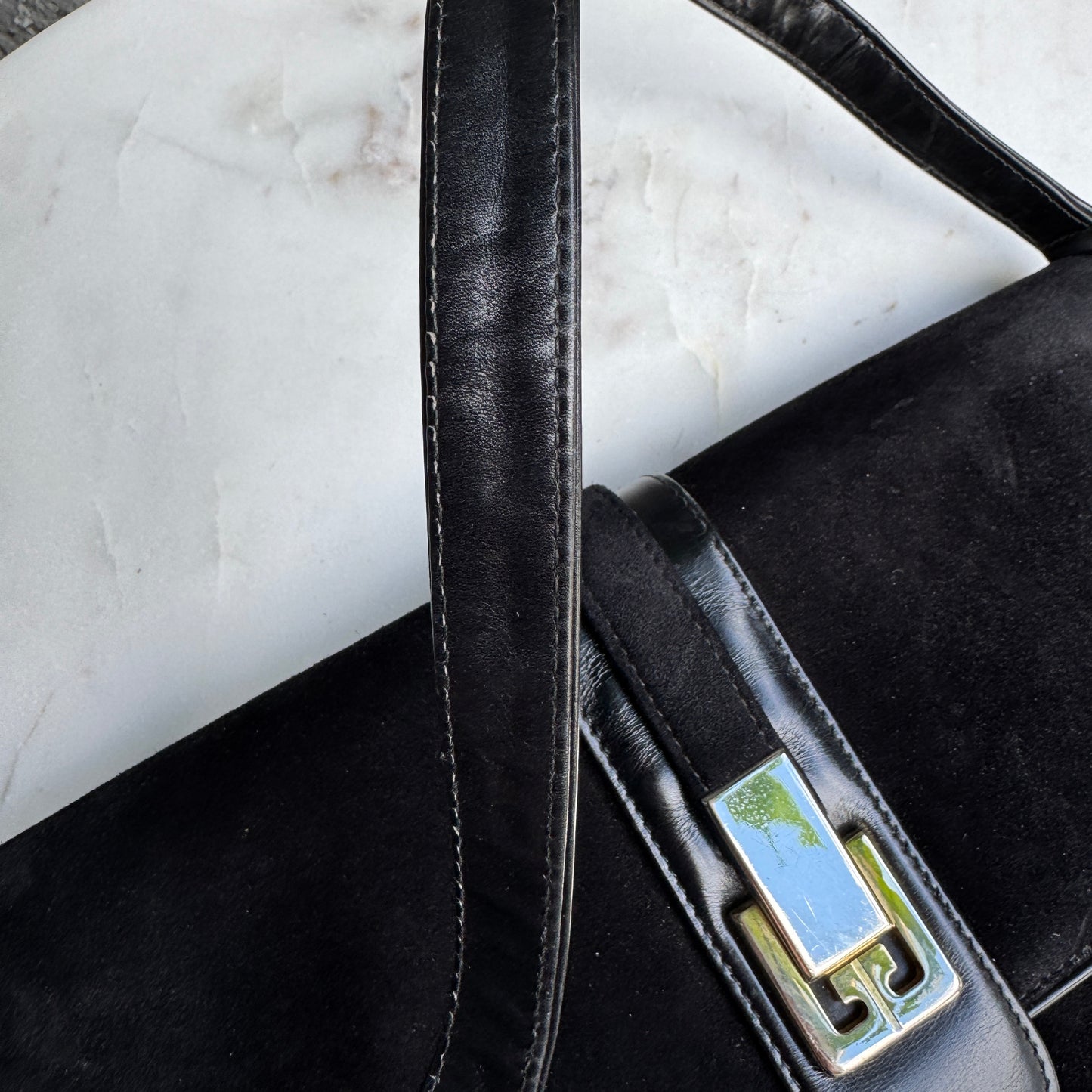 Gucci Vintage Suede Leather Flap Shoulder Bag