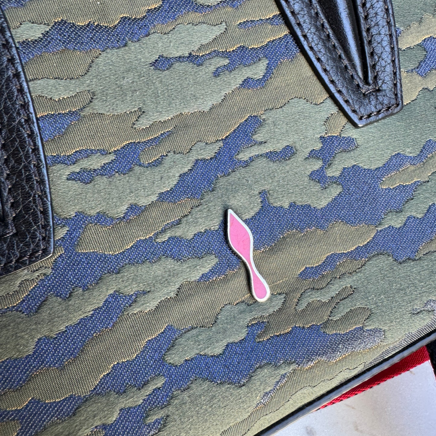 Christian Louboutin Jacquard Calfskin Camoloubi Mini Paloma Crossbody