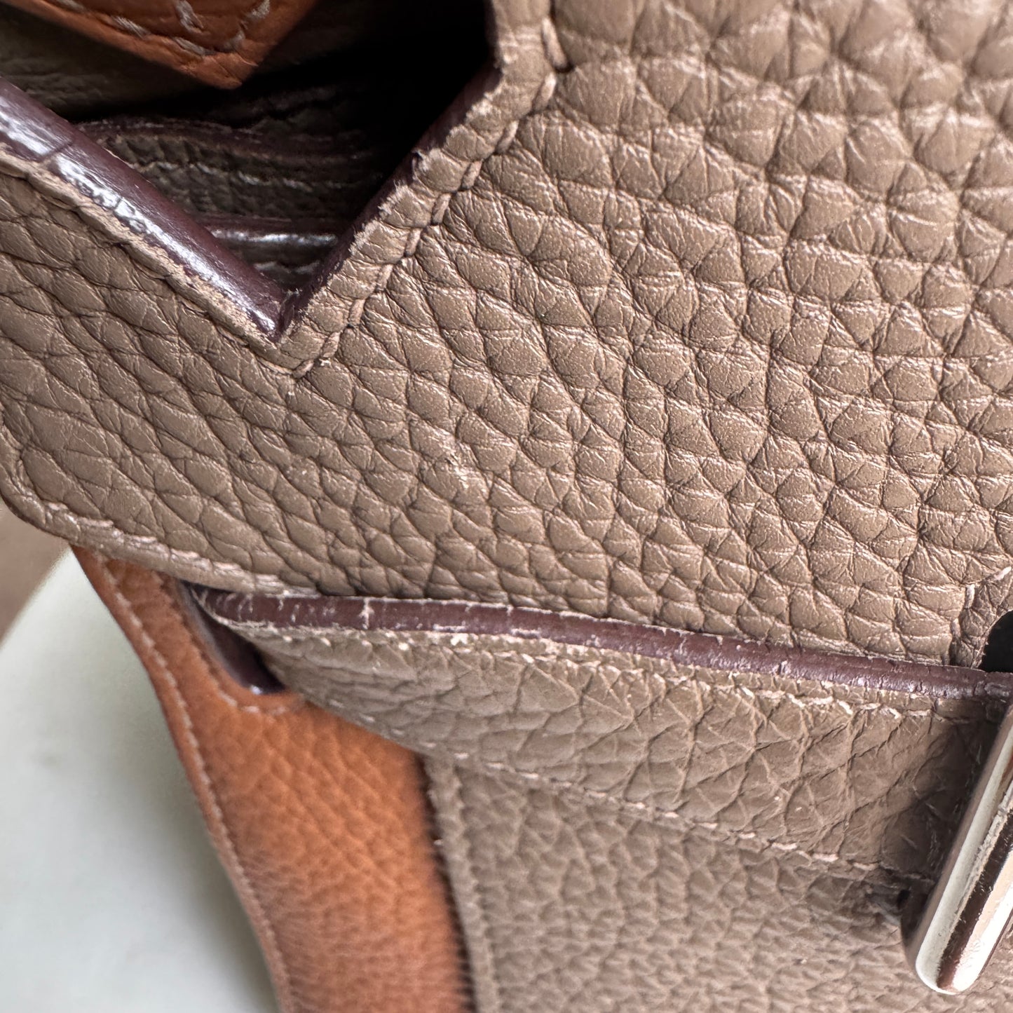 Hermès Jypsiere 34 Bicolor Pebbled Clemence Leather Crossbody