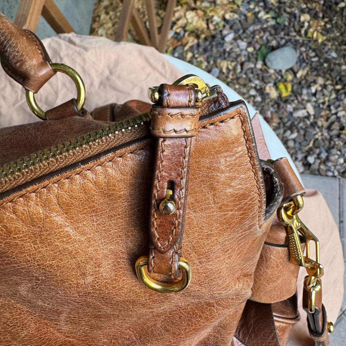 Miu Miu Vitello Lux Bow Leather Satchel