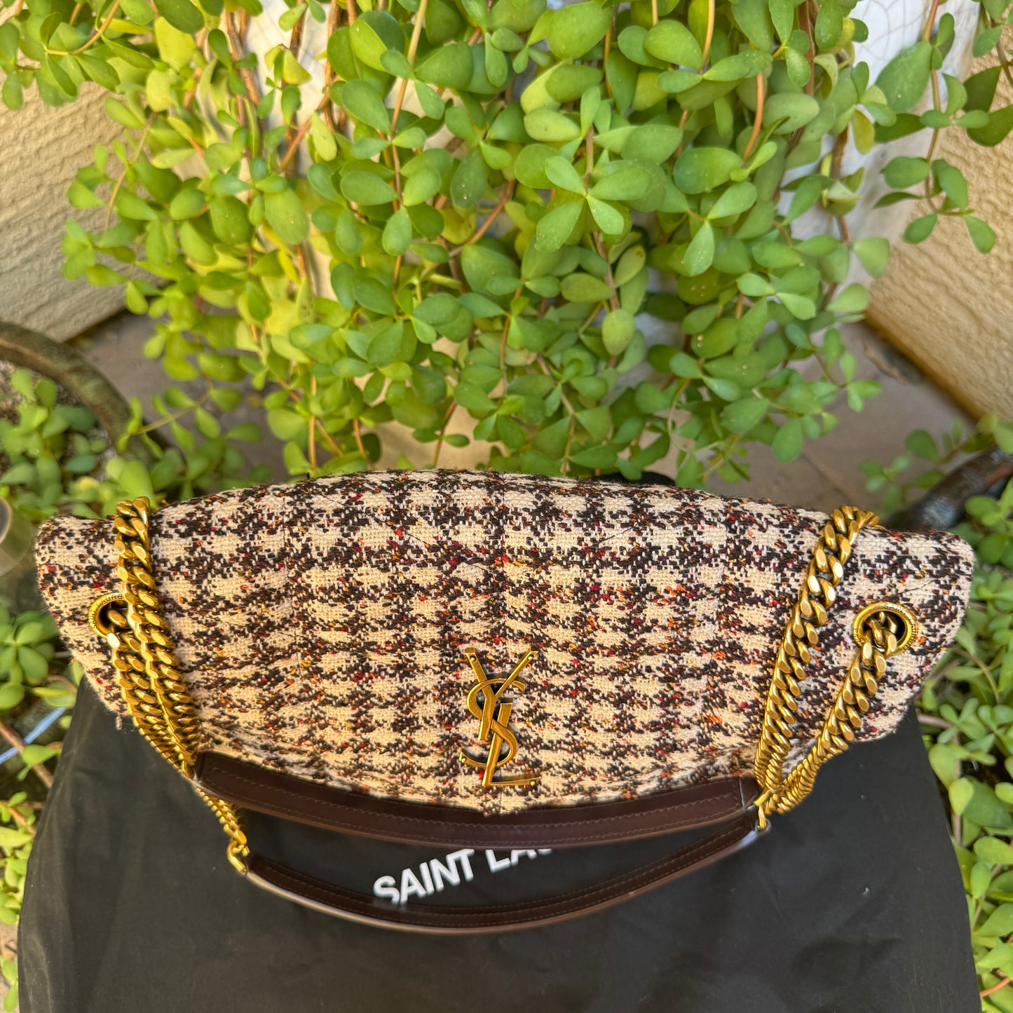 Saint Laurent Tweed Loulou Monogram Puffer Shoulder Bag