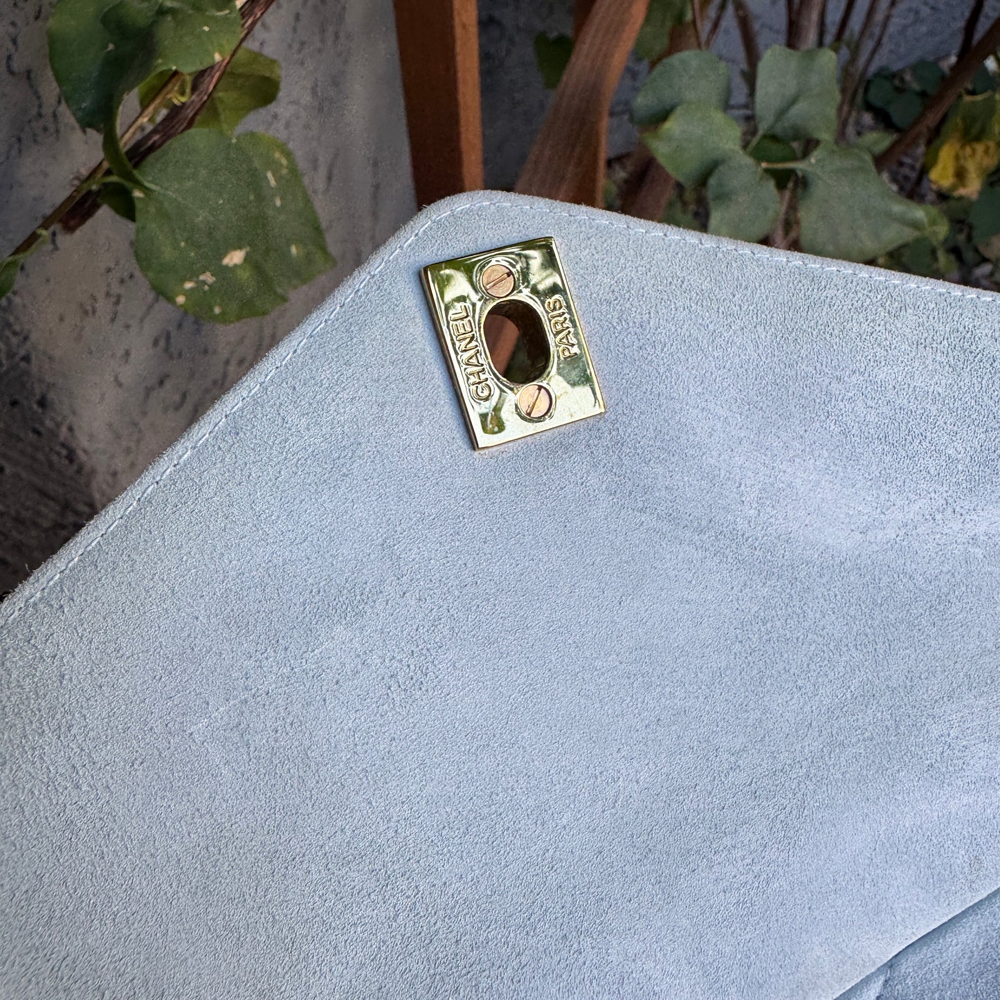 Chanel Vintage Suede Quilted Camera Shoulder Bag