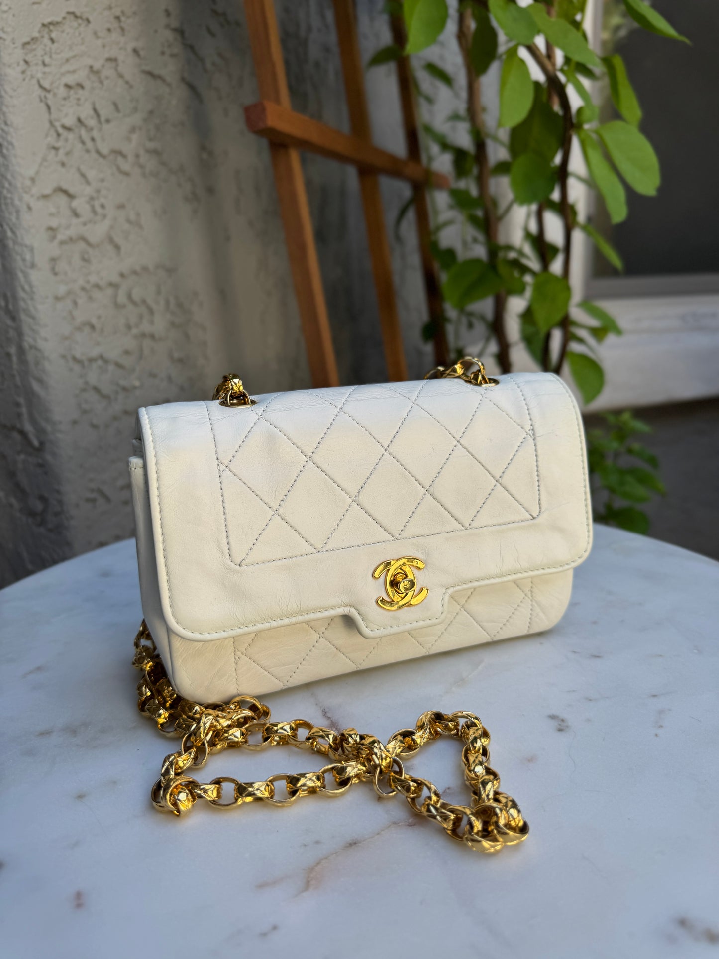 Chanel Diana Vintage Quilted Lambskin Small Single Flap Shoulder Bag
