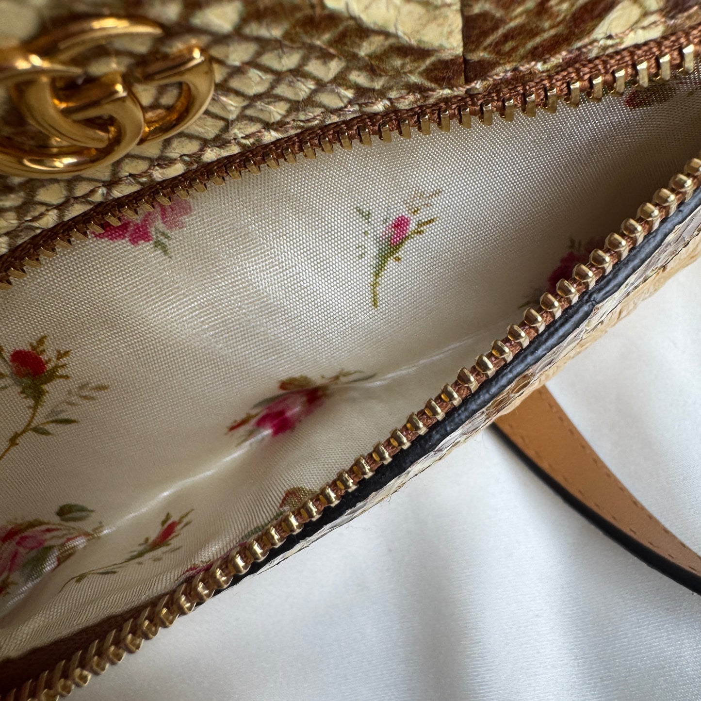 Gucci Ophidia Snakeskin Raffia Mini Crossbody