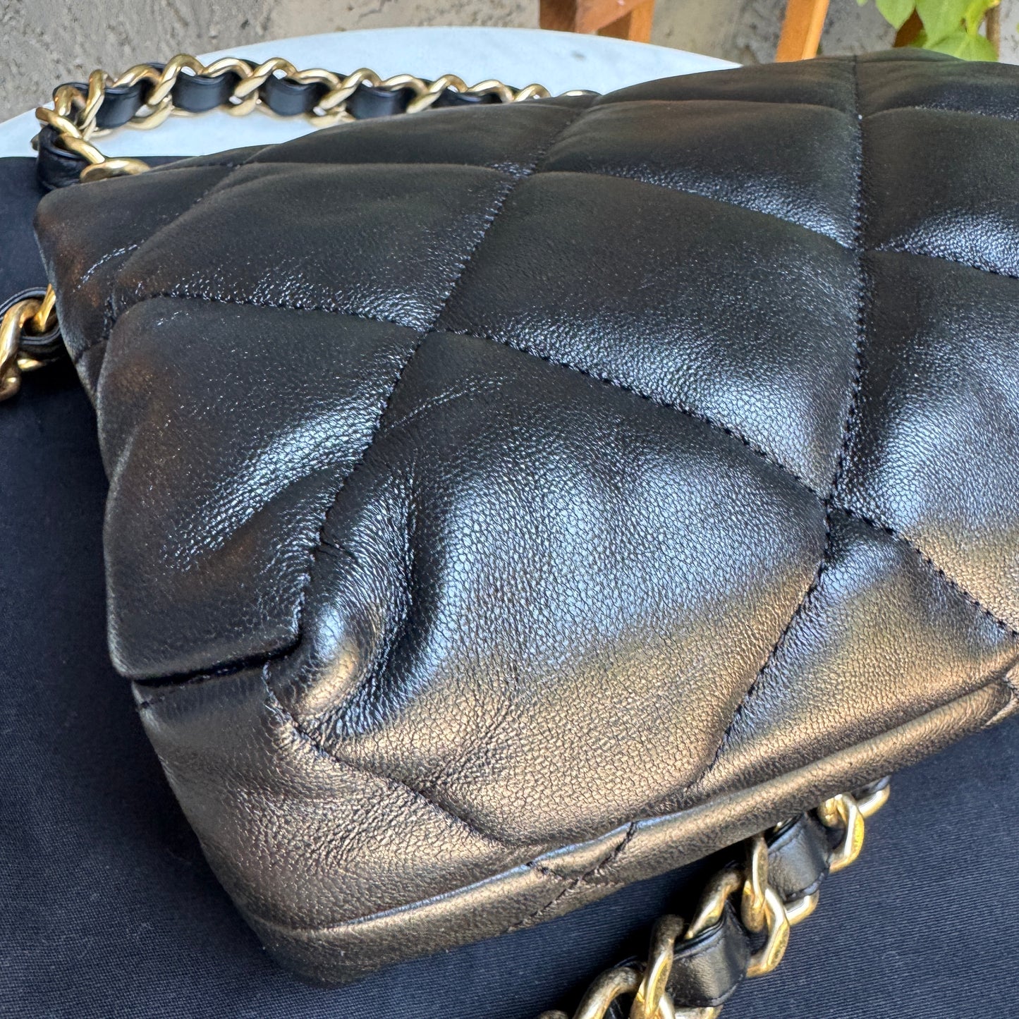 Chanel CC Bar Chain Handle Single Flap Quilted Lambskin Crossbody