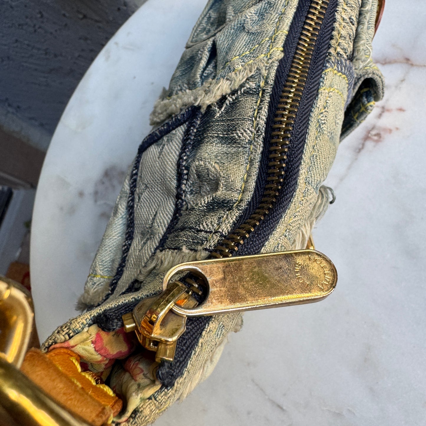 Louis Vuitton Denim Patchwork Pouchy Shoulder Bag