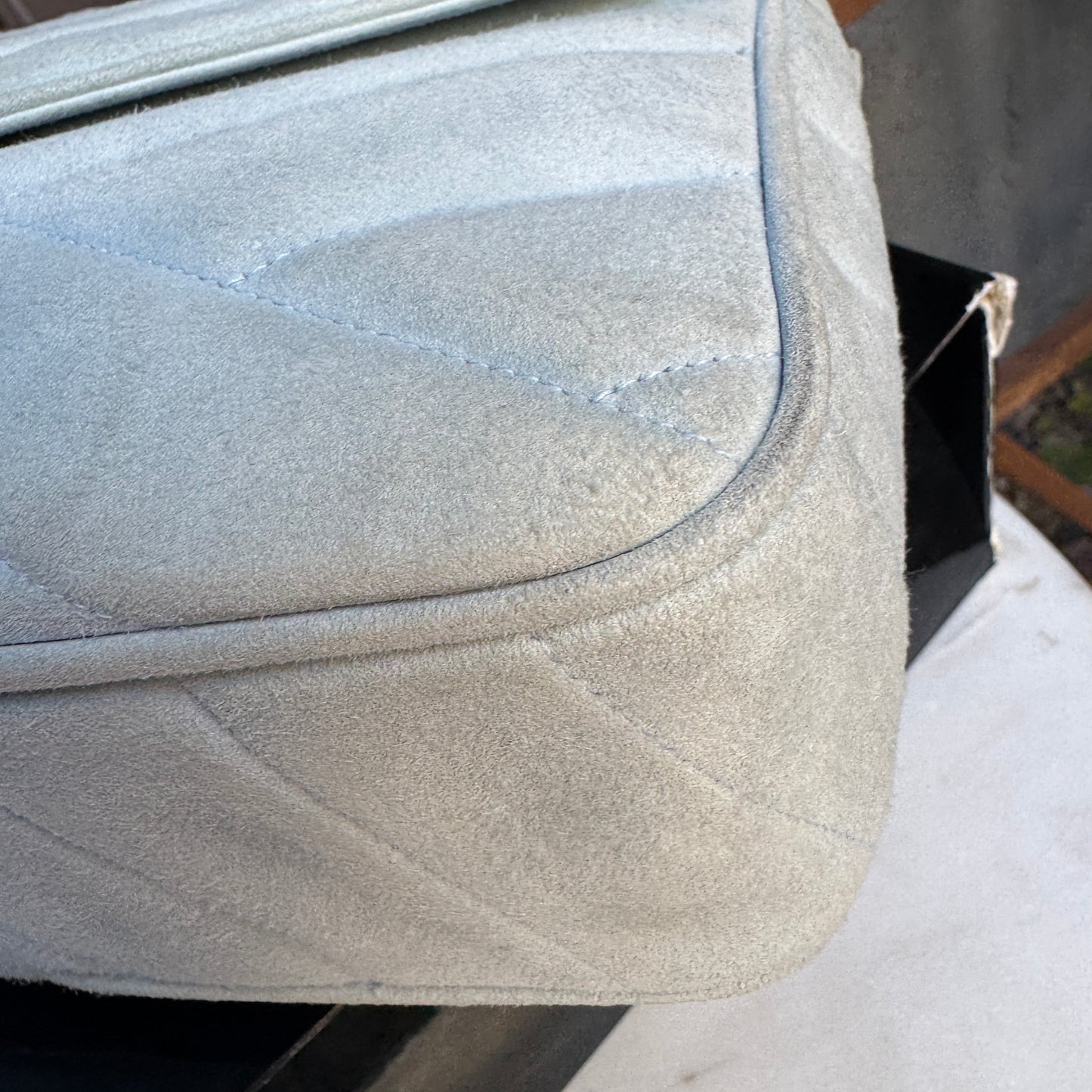 Chanel Vintage Suede Quilted Camera Shoulder Bag