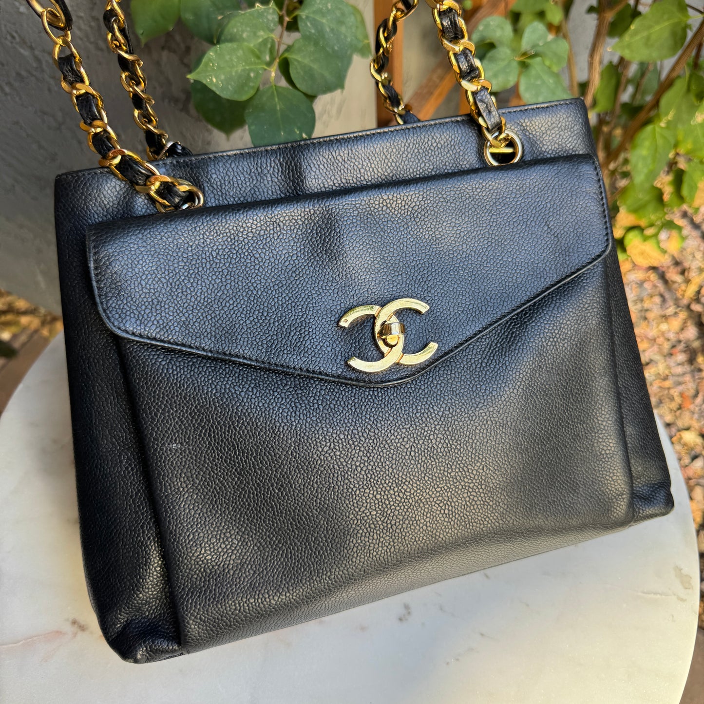 Chanel Caviar Leather Vintage CC Pocket Shoulder Bag
