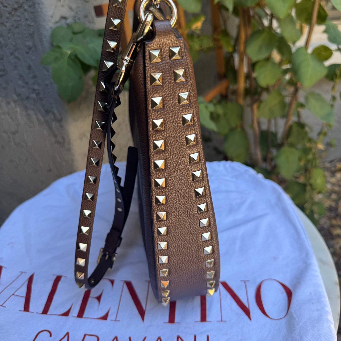 Valentino Garavani Rockstud Leather Hobo Bag
