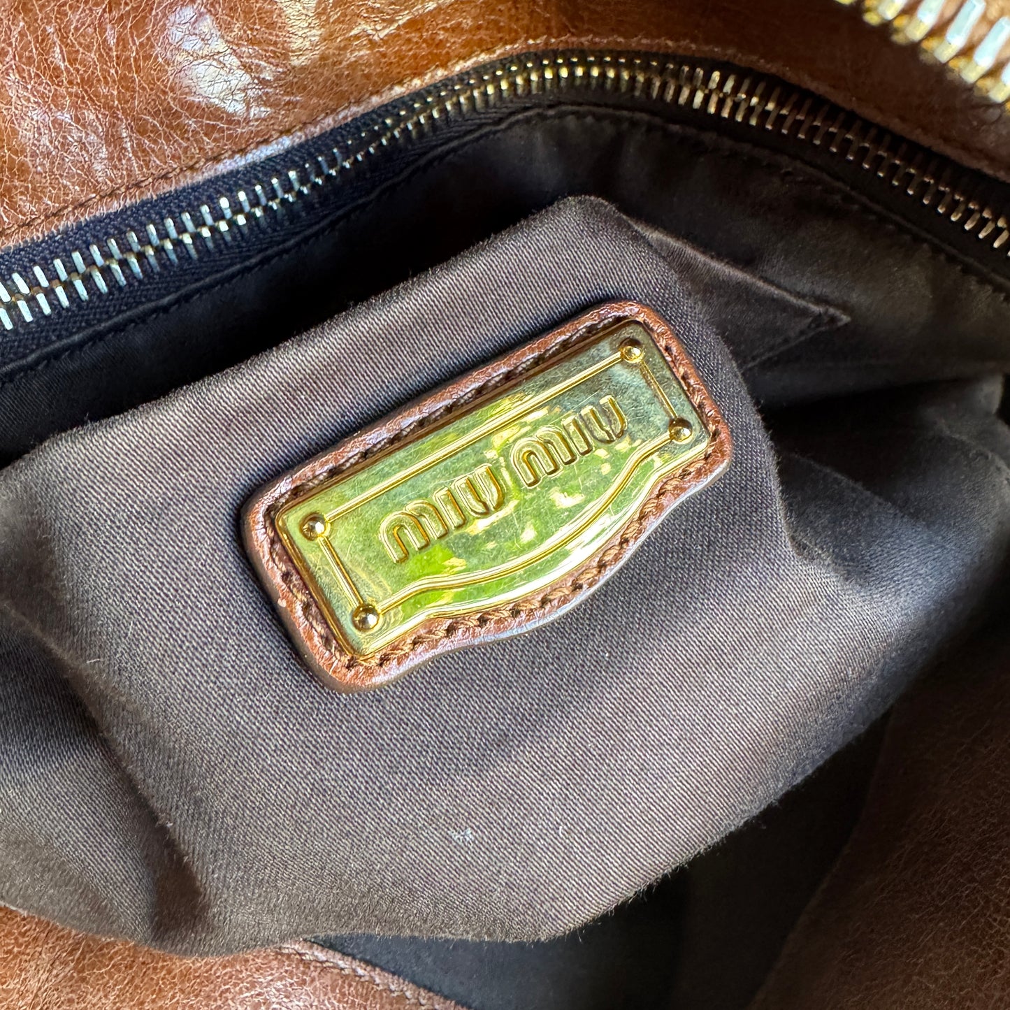 Miu Miu Vitello Lux Bow Leather Satchel