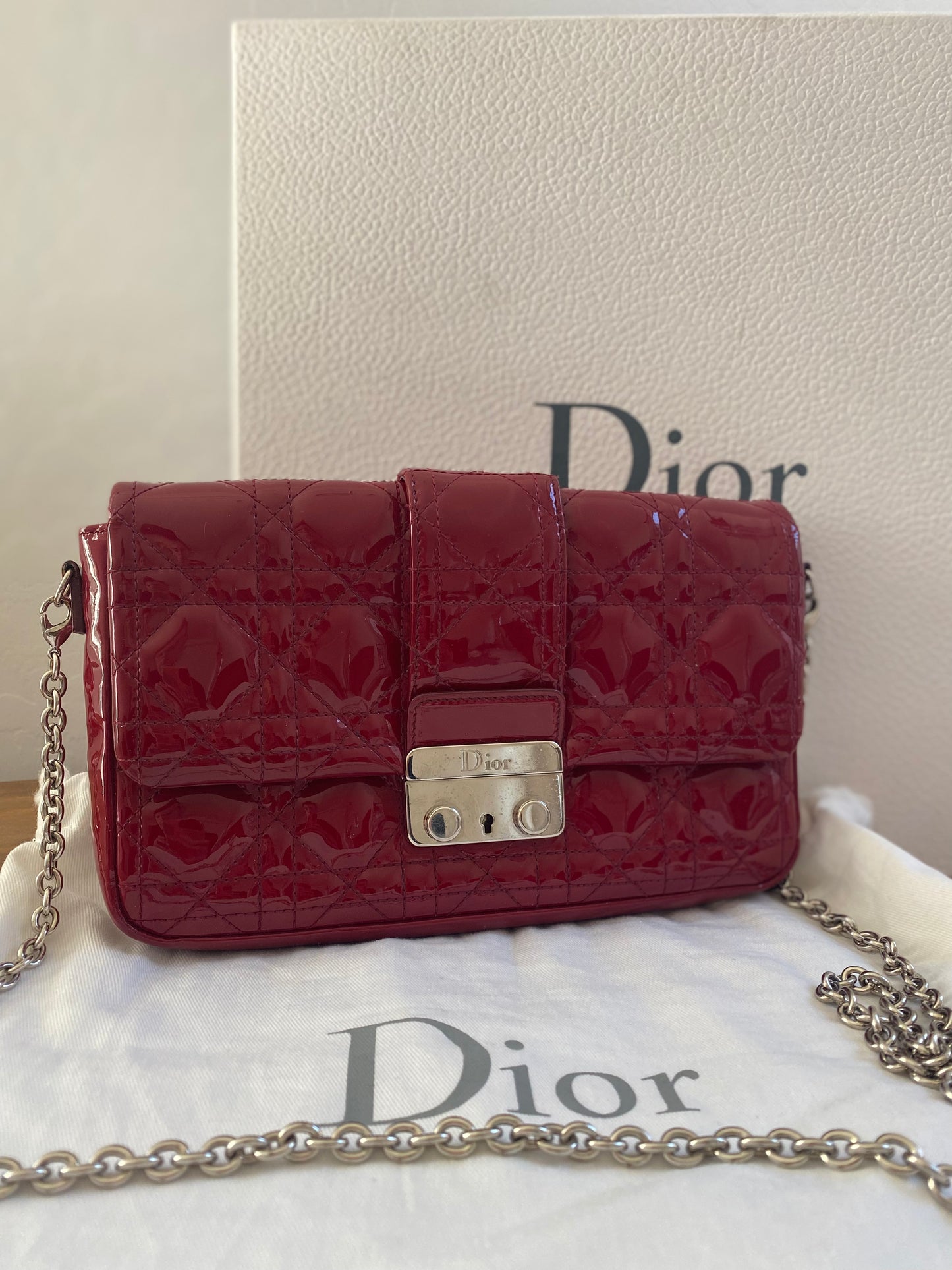 Dior Patent Leather Cannage Miss Dior Wallet on Chain Crossbody