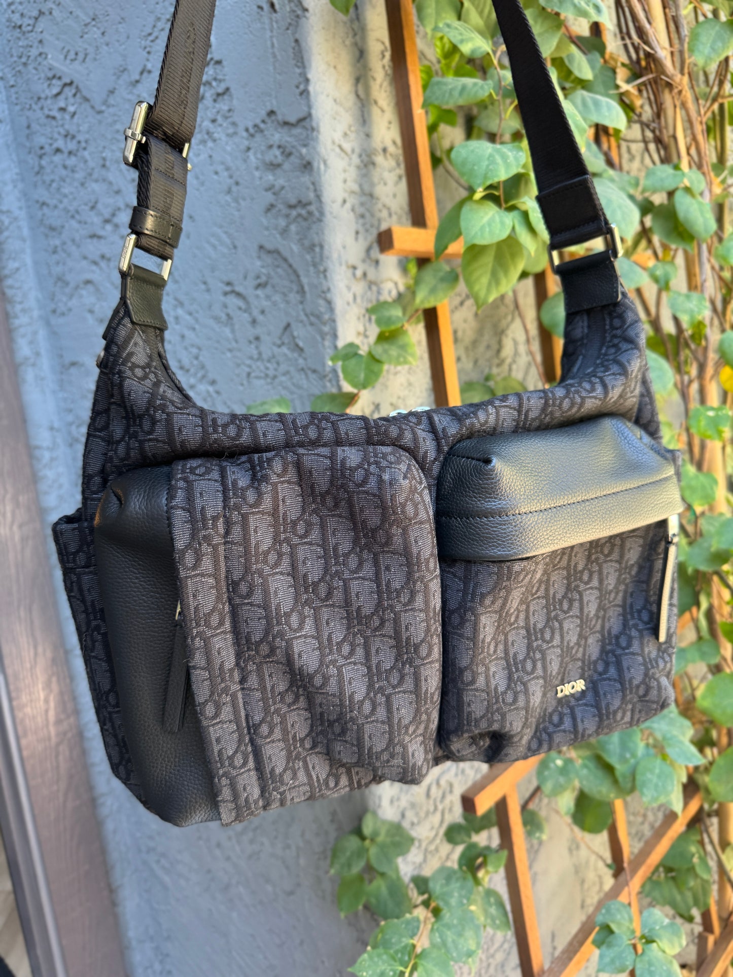 Dior Medium Rider Soft Hobo Oblique Jacquard Messenger Crossbody Bag