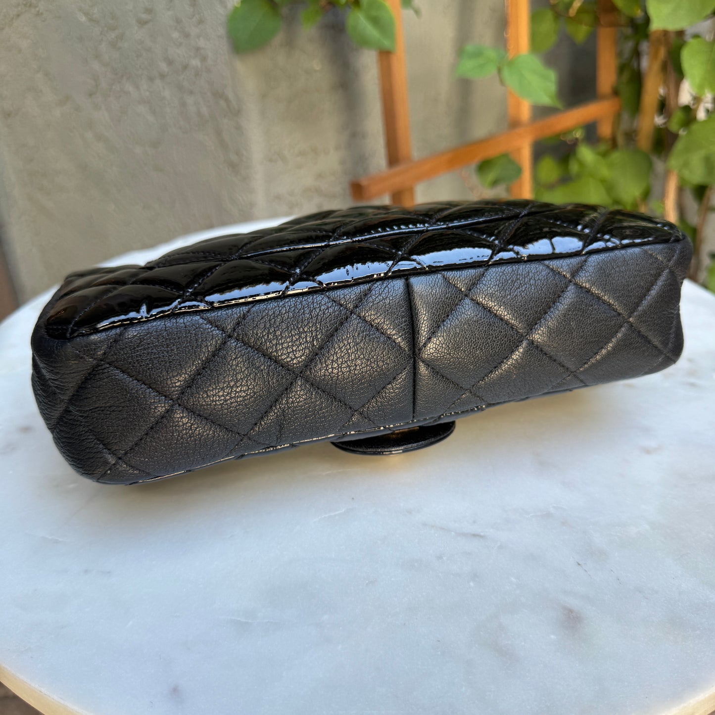 Chanel Quilted Patent Leather Medium Eyelet Single Flap Crossbody