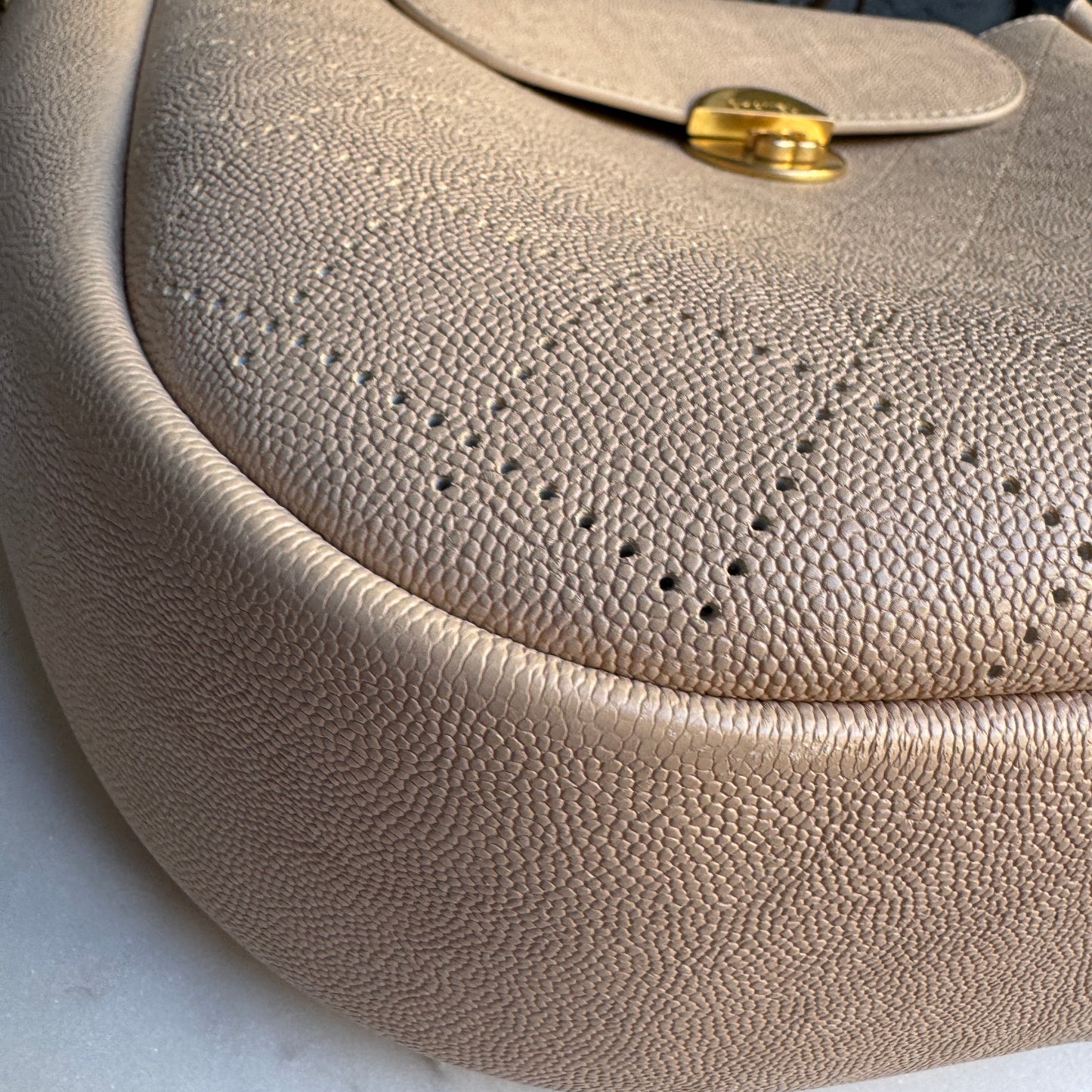 Chanel Moon Lock Perforated Diamond Caviar Leather Hobo