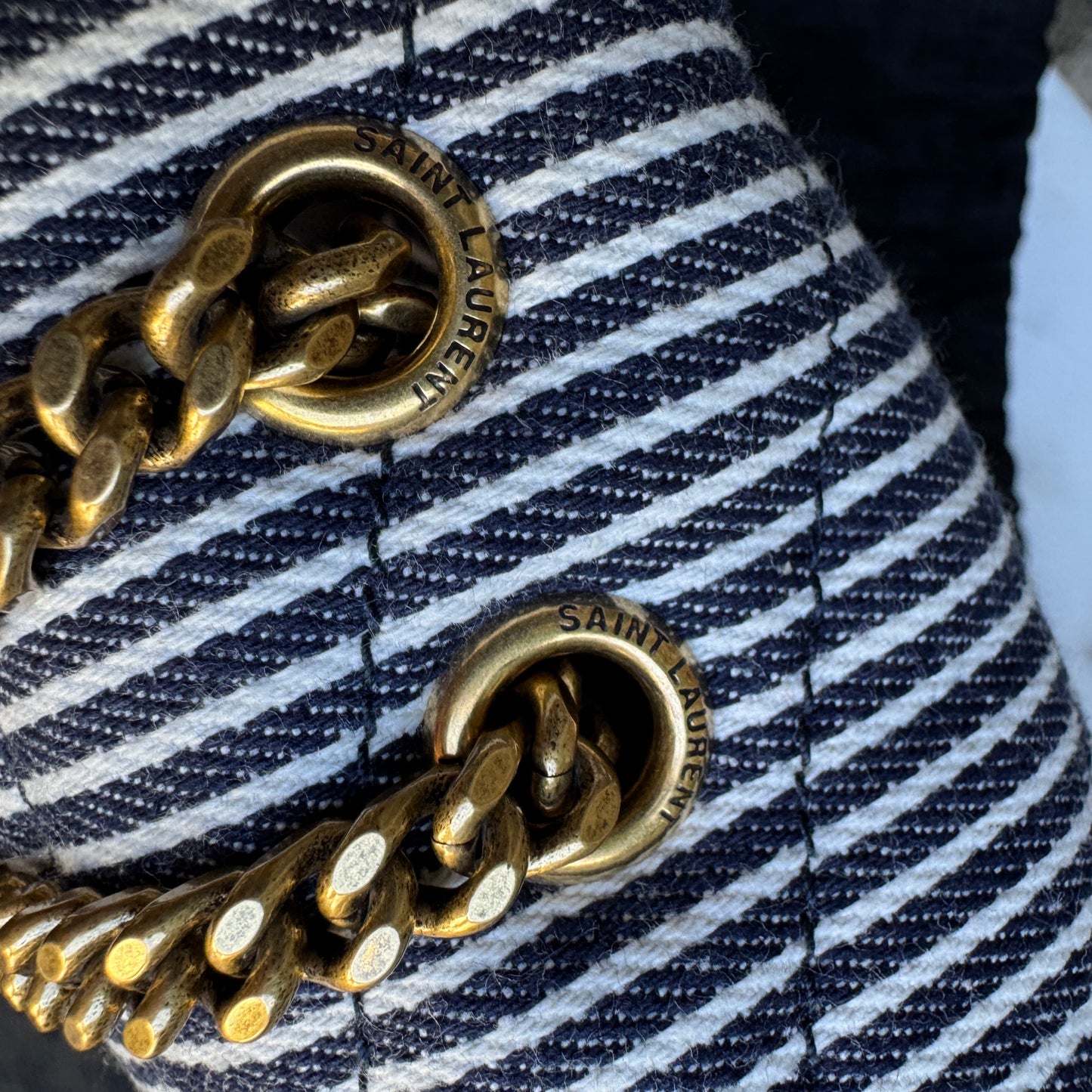 Saint Laurent Small Loulou Striped Chain Crossbody