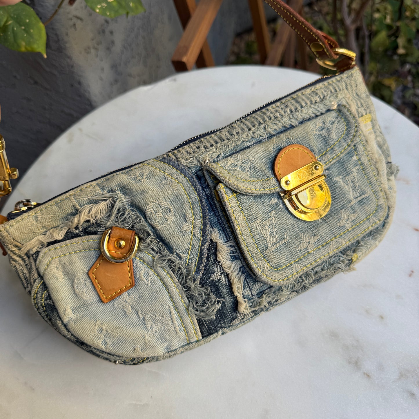 Louis Vuitton Denim Patchwork Pouchy Shoulder Bag