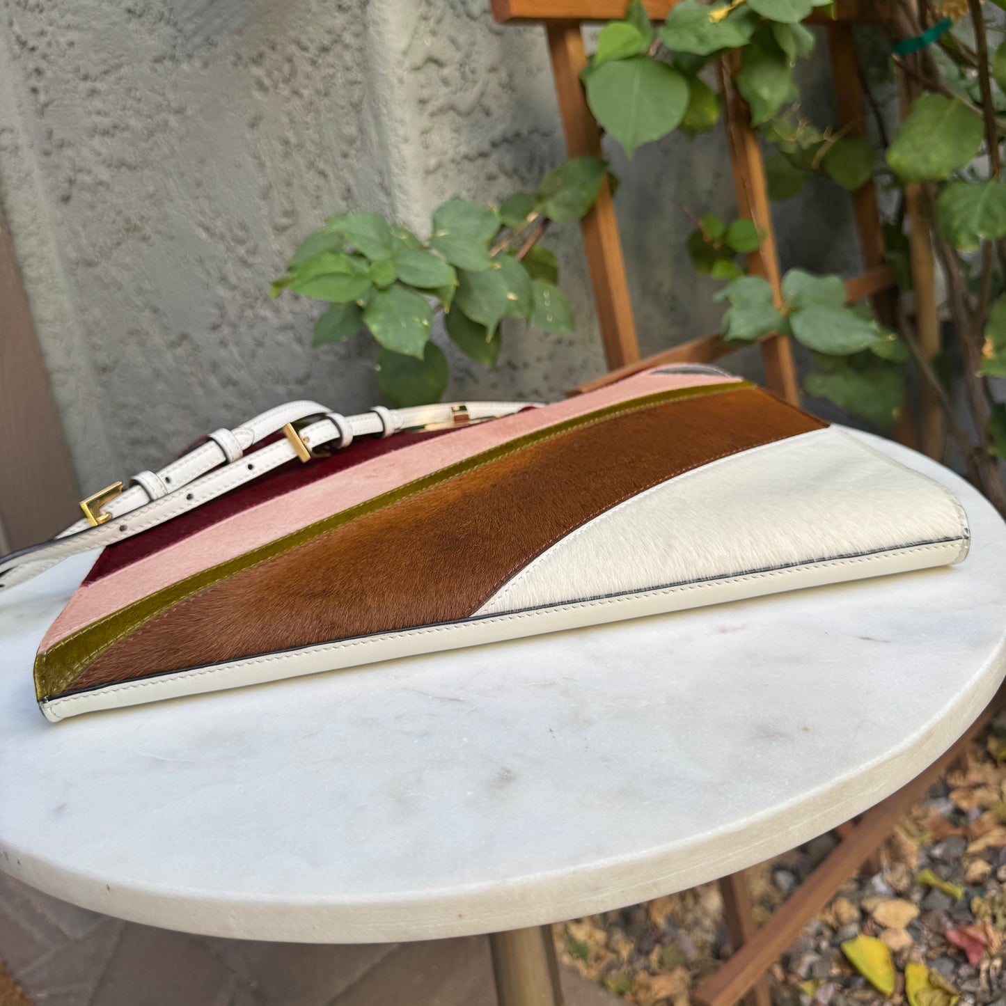 Fendi Pony Hair Leather Peekaboo Clutch Crossbody