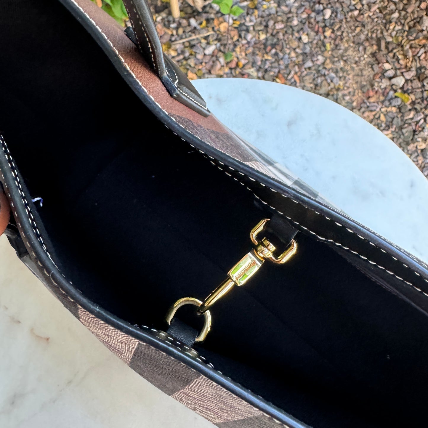 Burberry Dark Birch Brown Check and Leather Medium Tote