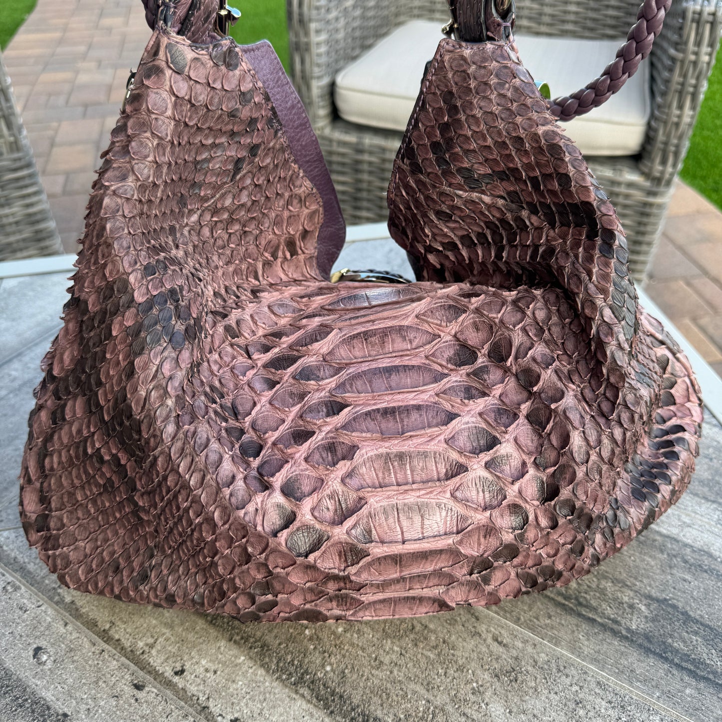 Gucci G Wave Python Hobo