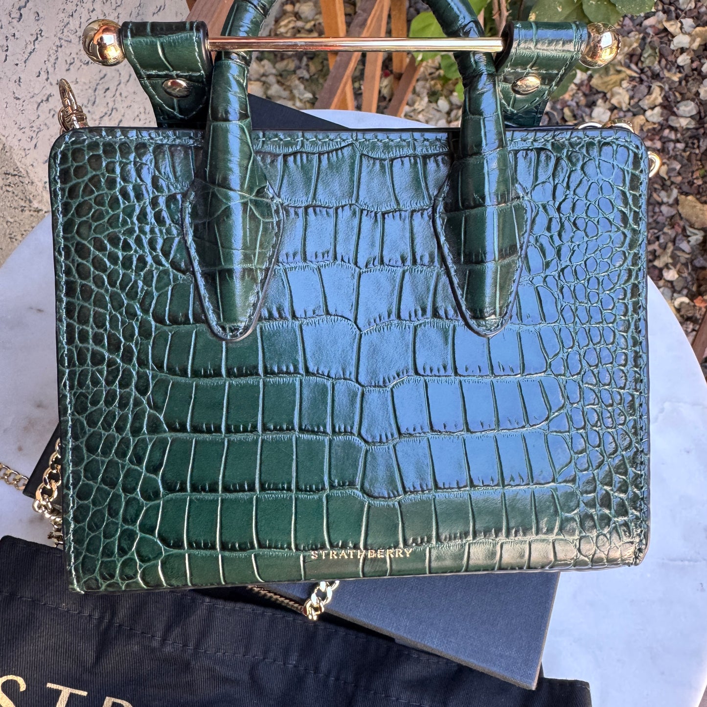Strathberry Embossed Croc Leather Mini Tote Leather Crossbody