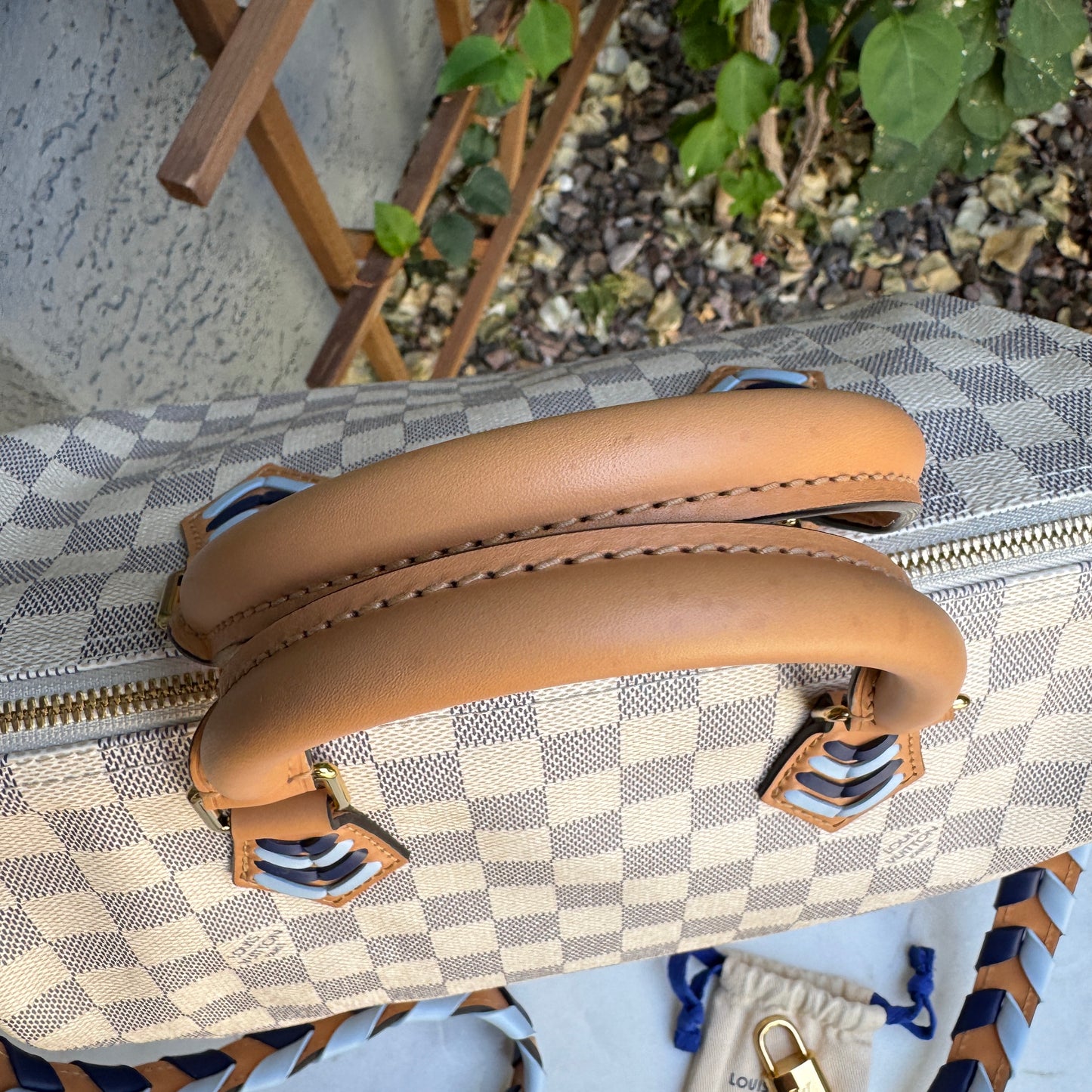 Louis Vuitton Damier Azur Canvas Braided Speedy 30 Bandouliere