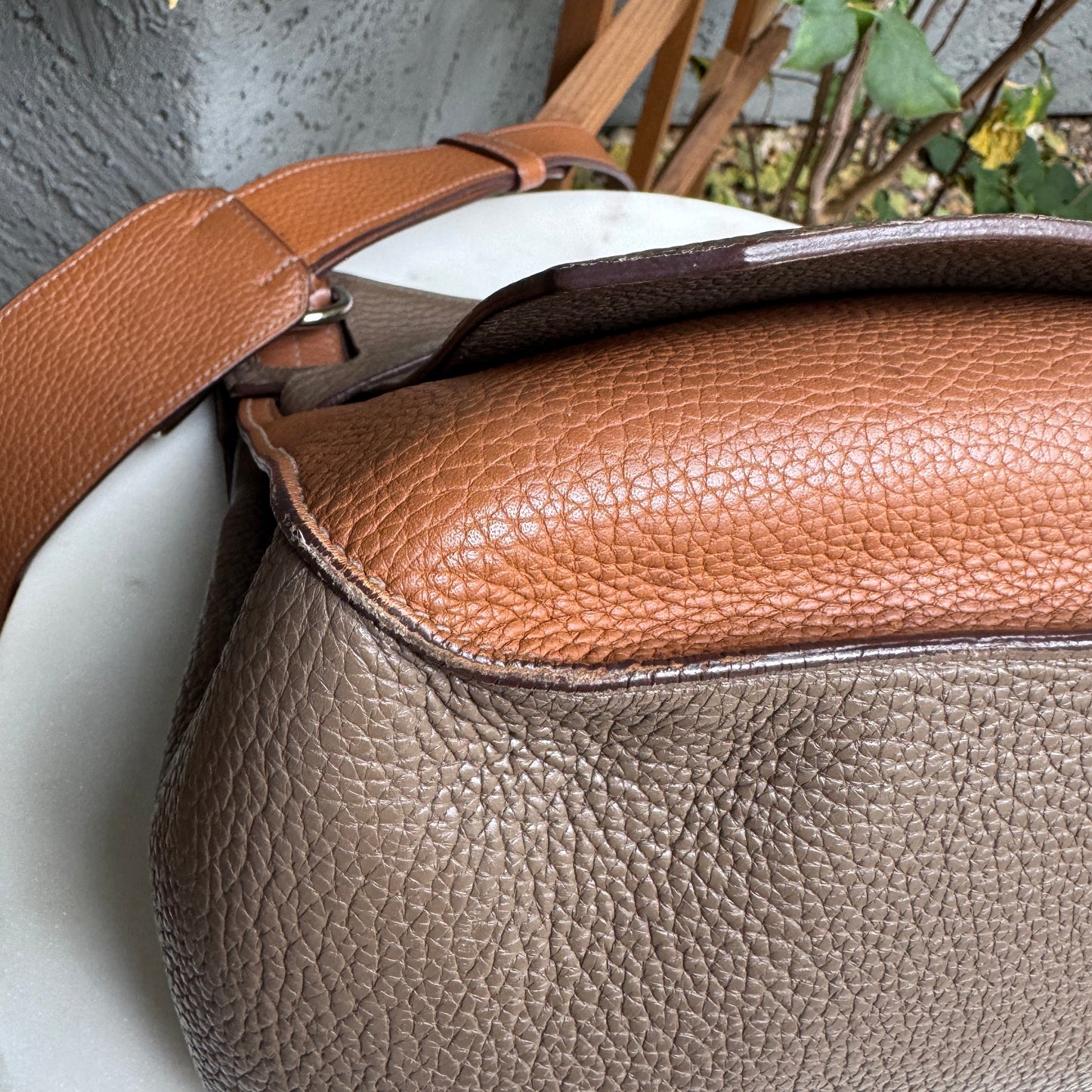 Hermès Jypsiere 34 Bicolor Pebbled Clemence Leather Crossbody