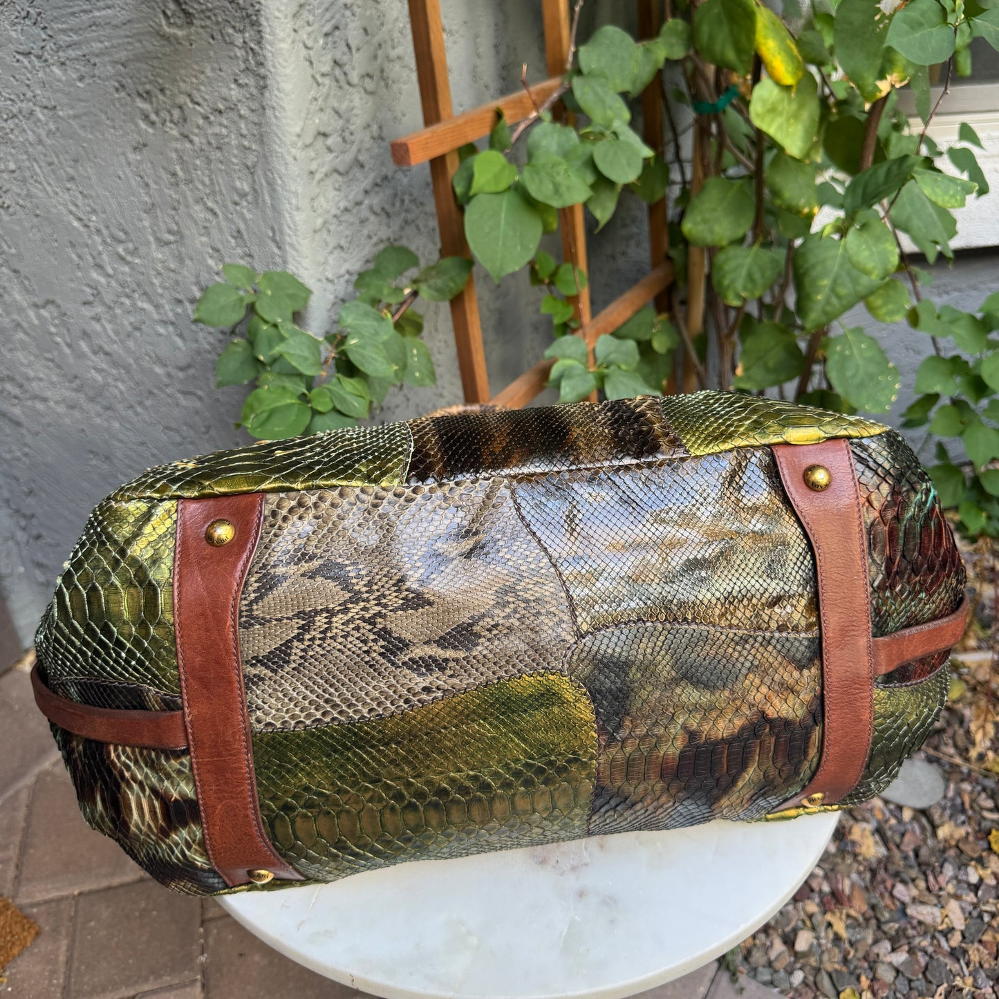 Prada Coccodrillo & Vitello Trimmed Pitone Patch Tote