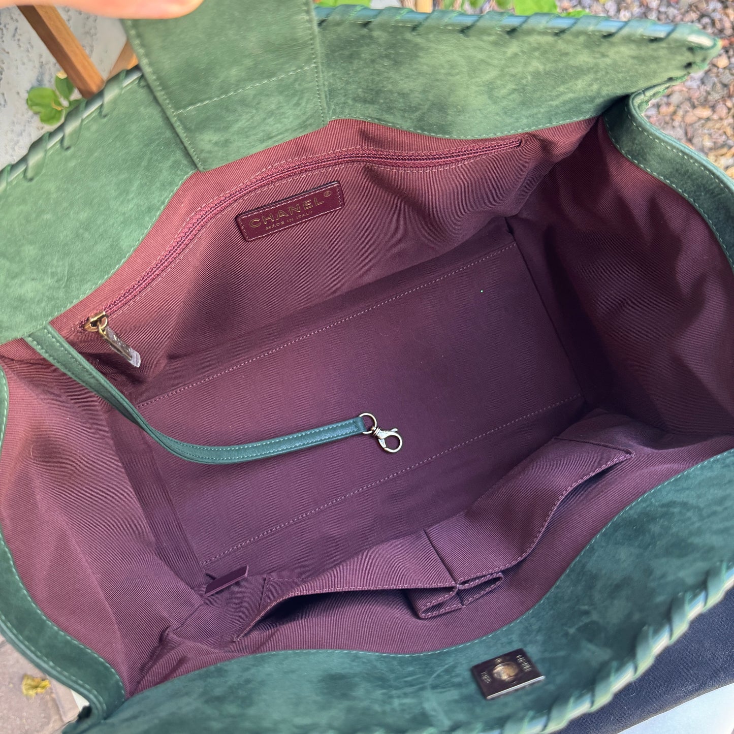 Chanel Nubuck Suede Quilted Whipstitch Happy Stitch Tote