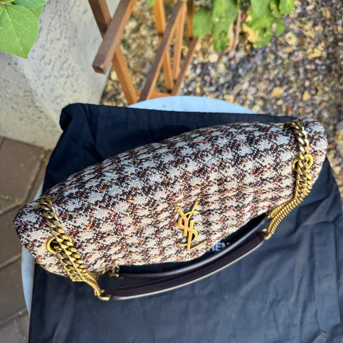 Saint Laurent Tweed Loulou Medium Monogram Puffer Shoulder Bag