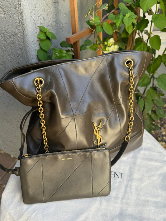 Saint Laurent Jamie Lambskin Leather Shopping Tote