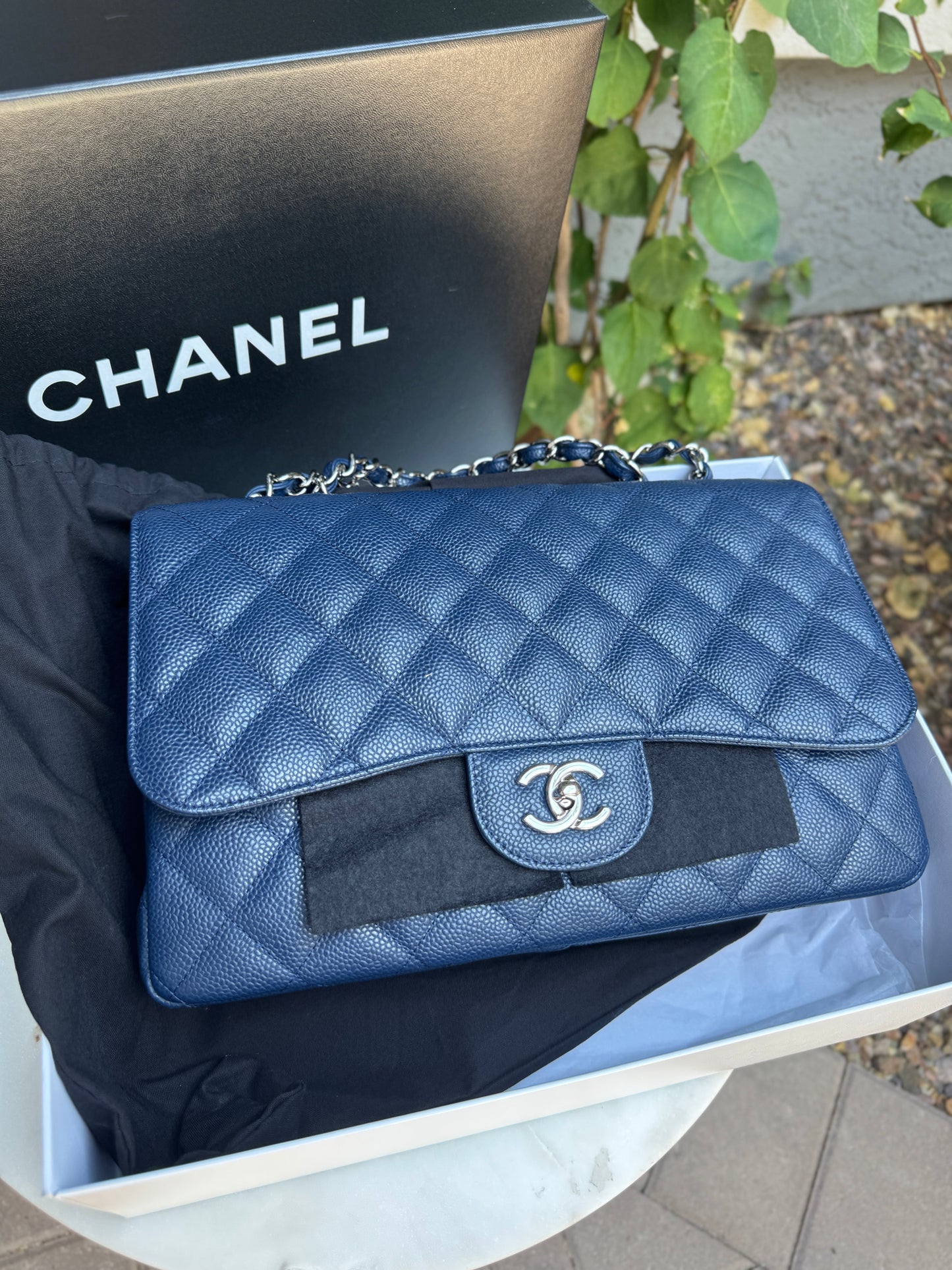 Chanel Jumbo Classic Single Flap Caviar Leather Shoulder Bag