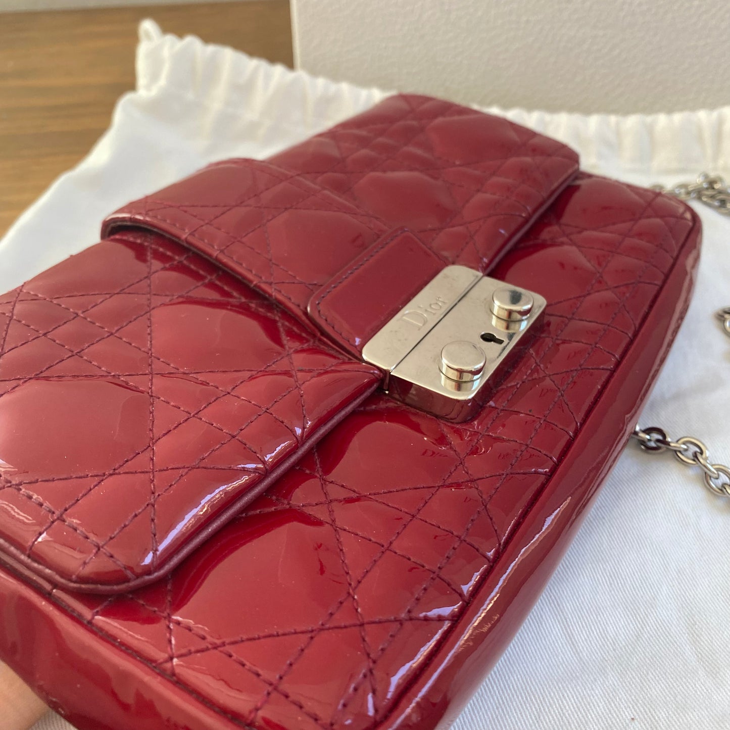 Dior Patent Leather Cannage Miss Dior Wallet on Chain Crossbody